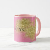 Pink Gold Glitzy Glitter Mok (Voorkant rechts)