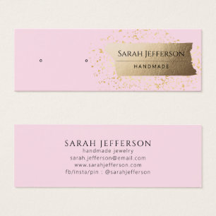 Pink Gold Horizontal Stud Earring Jewelry Card