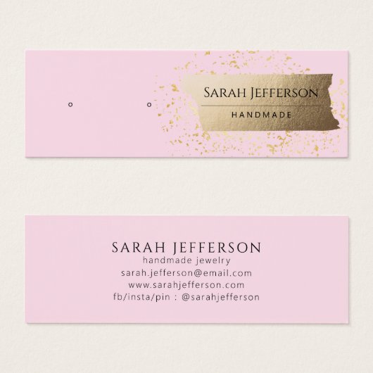 Pink Gold Horizontal Stud Earring Jewelry Card (Devant & derrière)