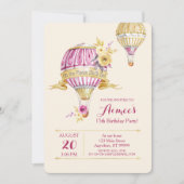Pink+Gold Hot Air Balloon Invitation Anniversaire (Devant)