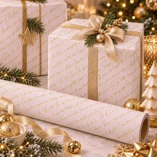Pink Gold Kerst Typografie Patroon#36 ID1009 Cadeaupapier