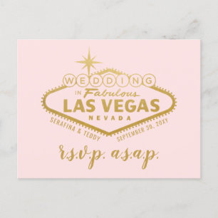 Pink Gold Las Vegas Mariage RSVP Réponse Carte Pos