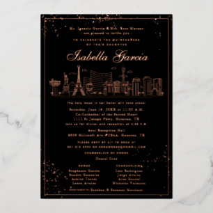 Pink Gold Las Vegas Quinceañera Birthday Invitatio Folie Uitnodiging