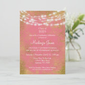Pink Gold Lights Graduation Party Invitation (Debout devant)
