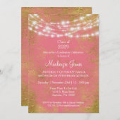 Pink Gold Lights Graduation Party Invitation (Devant / Derrière)