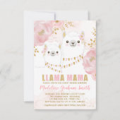 Pink Gold Llama Girl Baby shower Blush Floral Kaart (Voorkant)
