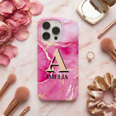 Pink Gold Marble Personalized Monogram 