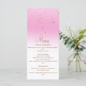 Pink Gold Modern Glam Confetti Party Menu Mariage (Debout devant)