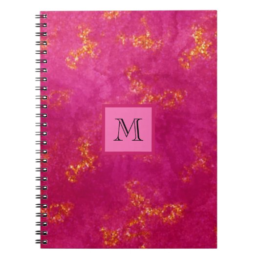 Pink Gold Monogram Girly Pattern Trendy Initiaal Notitieboek (Voorkant)