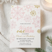 Pink Gold Onederland 1st Birthday Snowflake