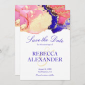 Pink Gold Paars Agate Wedding Save The Date (Voorkant / Achterkant)