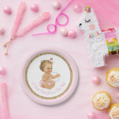 Pink Gold Pearl Girl Baby shower Papieren Bordje (Feest)