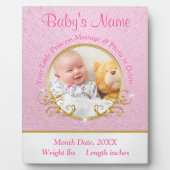 Pink Gold PHOTO et Baby Birth Information Plaques (Devant)