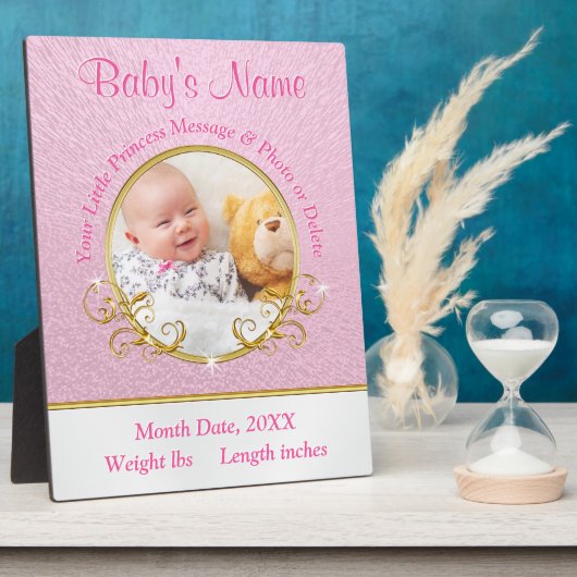 Pink Gold PHOTO et Baby Birth Information Plaques (Côté)