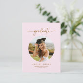 Pink & Gold Photo Graduate Graduate Invitation (Debout devant)