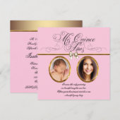 Pink Gold Photo Quinceanera Invitations (Devant / Derrière)