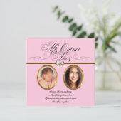 Pink Gold Photo Quinceanera Invitations (Debout devant)