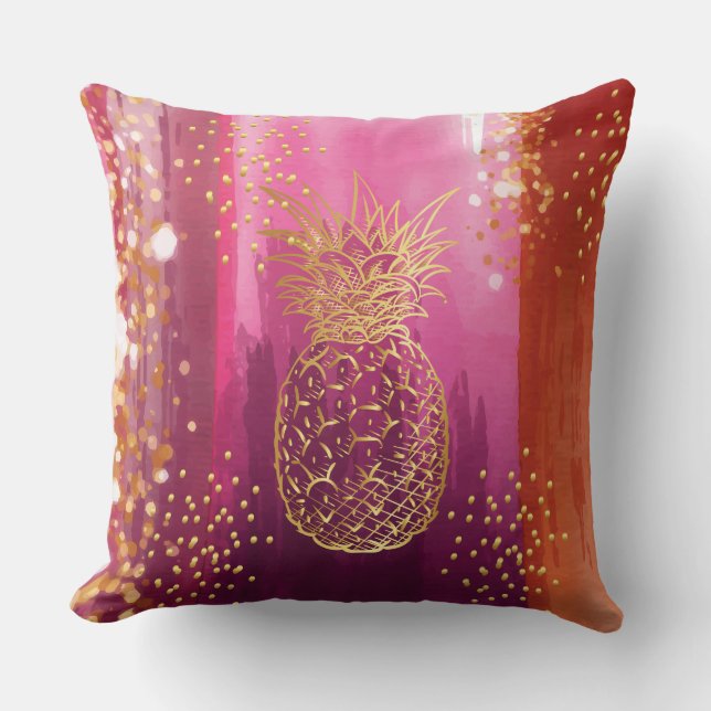 Pink Gold Pineappel Glitter Kussen (Voorkant)