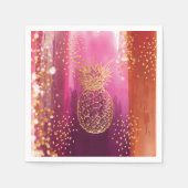 Pink Gold Pineappel Glitter Servet (Voorkant)