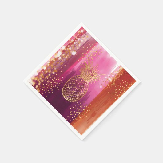 Pink Gold Pineappel Glitter Servet (Hoek)