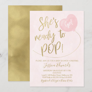 Pink Gold Prêt À Pop Baby shower Invitation
