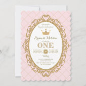 Pink Gold Princess 1er anniversaire Invitation de  (Devant)