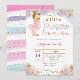 Pink Gold Princess Baby shower uitnodiging