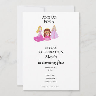 Pink & Gold princess birthday invitation