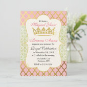 Pink & Gold Princess Girl Invitation d'anniversair (Debout devant)