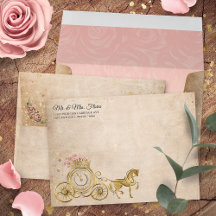 Pink Gold Princess Horse Carriage Adresse de retou