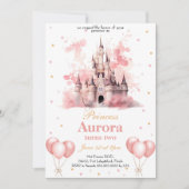 Pink Gold Princess Invitation de fête d'anniversai (Devant)