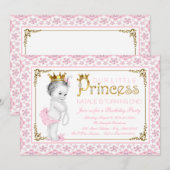 Pink Gold Princess Pearl eerste verjaardagsfeestje Kaart (Voorkant / Achterkant)