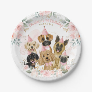 Pink Gold Puppy Dogs Girls Birthday Party Favors Papieren Bordje