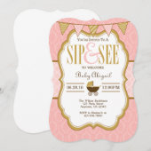 Pink Gold Sip Et Voir Invitation (Devant / Derrière)
