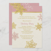 Pink Gold Snowflake Winter Kerstfeestdag Kaart (Voorkant / Achterkant)