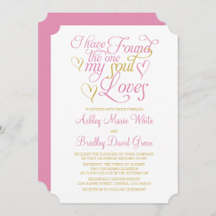 Pink Gold Soul aime Faire-part de mariage coeur