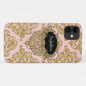 Pink Gold Sparkle  Damask Elegant Glitter Case-Mate iPhone Case (Achterkant (horizontaal))