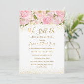 Pink Gold Sparkle Roos Wedding Vow Vernieuwing Kaart (Staand voorkant)