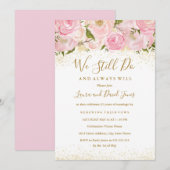Pink Gold Sparkle Roos Wedding Vow Vernieuwing Kaart (Voorkant / Achterkant)