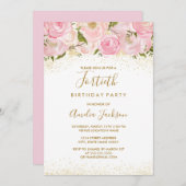 Pink Gold Sparkle Rose 40e anniversaire Invitation (Devant / Derrière)