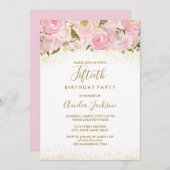 Pink Gold Sparkle Rose 50e anniversaire Invitation (Devant / Derrière)