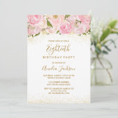 Pink Gold Sparkle Rose 80e anniversaire Invitation (Debout devant)