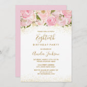 Pink Gold Sparkle Rose 80e anniversaire Invitation (Devant / Derrière)