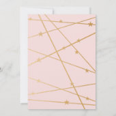 Pink Gold Stars moderne fille invitation d'arrosag (Dos)