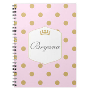 Pink & Gold Stippen Royal Crown Princess Notitiebo Notitieboek