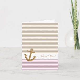 Pink Gold Stripes Glitter Anker Bedankt