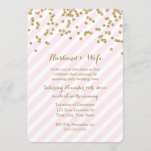 Pink Gold Stripes Mariage Vow Renewal Invitation