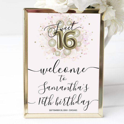 Pink Gold Sweet 16 Affiche de bienvenue