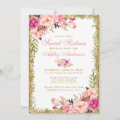 Pink Gold Sweet 16 Invitation d'anniversaire - Pho (Devant)