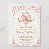Pink Gold Sweetheart Baby shower Invitation Hearts Kaart (Voorkant)